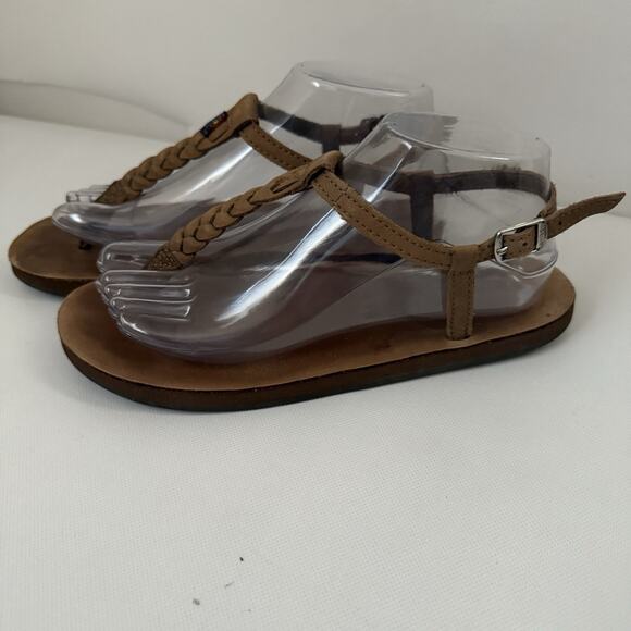 Rainbow Sandals WMS SZ M 6.5-7.5 Brown Leather T Street Braided Ankle Boho Shoes - Picture 4 of 8